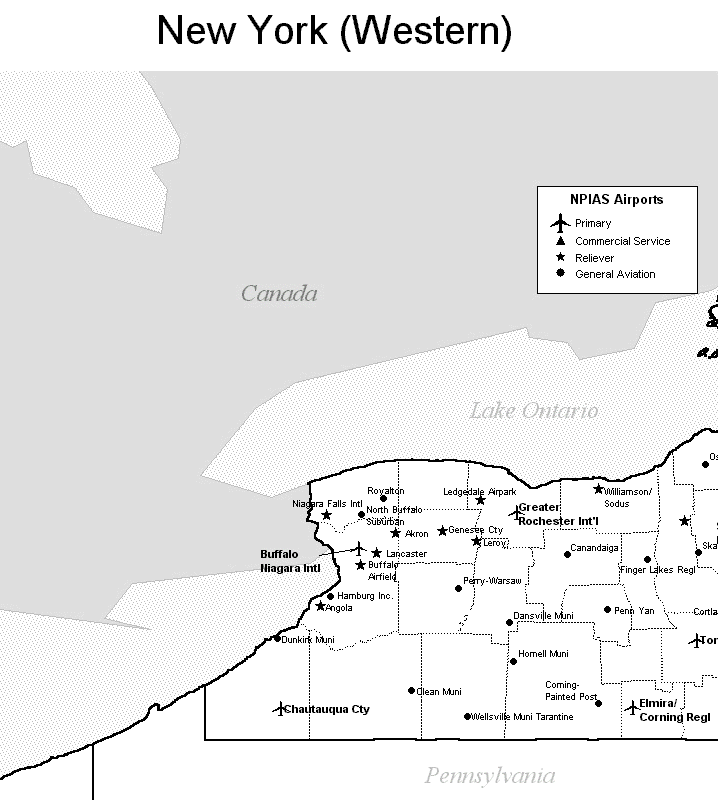 western New York airport map